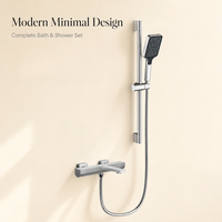Ensemble de mitigeur de bain et de douche en acier inoxydable 304 pour hôtel, sans plomb, avec douchette à main et barre coulissante