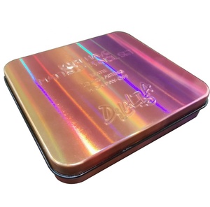Custom logo Holographic Printing Makeup <strong>Tin</strong> case Lip <strong>Pencil</strong> Box Cosmetics <strong>Tins</strong> with Flocked Tray and Hinged Lid - Product Image 1