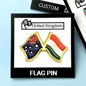 ขายส่งโลหะอินเดียธงLapel Pin Badgeซูดานเนปาลสังกะสีอัลลอยด์สหราชอาณาจักรและอินเดียDouble FriendshipธงLapel Pin