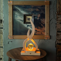 Cadeaux en bois, cristal de couleur personnalisé au laser 3D pour lampe de nuit rotative, base en bois, technique de sculpture, forme personnalisée pour la remise de diplôme