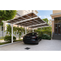 Alüminyum Araba Parkı Çatısı Sabit Açık Hava Otopark Yapısı Kavisli Çatı Modern Stil 2 Araçlık Konut Bahçesi Parkı İçin