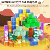 Set Kubus Magnet Transparan 3D Tren 2025, Mainan Magnet, Blok Bangunan Magnetik Kuat untuk Anak, Mainan Sensorik Ajaib untuk Anak