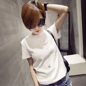 Lady dress Spring casual ladies t shirt apparel Print Pullover Milk Silk Fabric lady garment