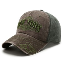 Topi Baseball 6 Panel Retro Distressed Vintage, Pinggiran Melengkung, Unisex, Dapat Disesuaikan, Efek Cuci Air, Topi Olahraga Luar Ruangan Pelindung Matahari