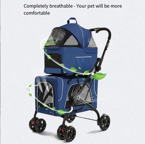 Portable Double-Layer 3-in-1 Pet <b>Stroller</b> Luxury Fashion Travel Pet Carrier Bag 360-degree Cardan Wheel Transparent for 2 <b>Dogs</b> - Product Image 3