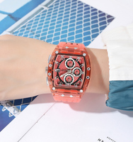 Chronographe sportif, boîtier PC irrégulier de grande taille, cristal en résine, quartz, résistant à l'eau 3 BAR, fonction chronomètre, disponible en plusieurs coloris