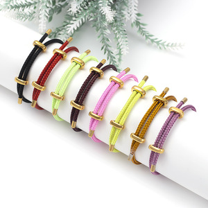 18K Gold 8 Shaped Unisex Stainless Steel BANGLES Trendy Colorful Cable Wire Braided <b>Rope</b> Diamond Pearl Main Stones - Product Image 2