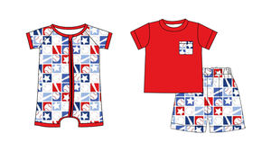 Précommande MOQ 5, Nœuds de drapeau de fête, étoiles, filles, 4 juillet, vente en gros, vêtements pour sœurs, enfants, nouvelle mode, boutique pour tout-petits, bio - Product Image 5