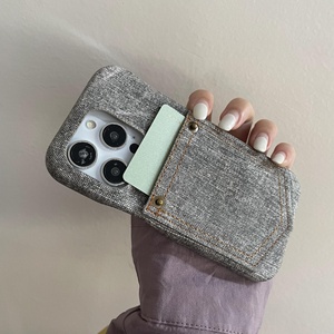 Étui de téléphone portable antichoc en TPU avec pochette en jean rétro et porte-cartes pour femmes, compatible <span class=keywords><strong>iPhone</strong></span> 17 16 15 14 13 12 Pro Max - Product Image 3