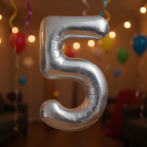 Party Love Metallic Foil Number <b>Balloon</b> Silver 100cm For Birthday Parties Kids <b>Decorations</b> - Product Image 3