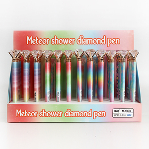 Stylos à encre gel de luxe bleus effet pluie de météores arc-en-ciel dégradé, brillants et scintillants, 0,5 mm, en plastique écologique - Product Image 6
