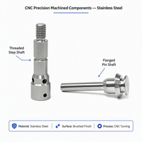 Tige à paliers de précision en acier inoxydable usinée sur commande par CNC, avec bride, pièce usinée OEM