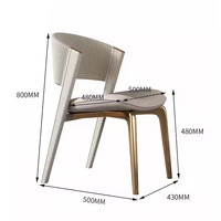 Chaise de salle à manger moderne italienne de luxe léger, imperméable - Pieds en acier inoxydable, revêtement en cuir microfibre, mobilier de maison