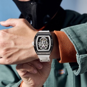 2025 New Men <b>Automatic</b> Watch Skeleton Dial Barrel Case Mechanical Movement Waterproof <b>Wristwatch</b> Fashion Sports Watches - Product Image 5