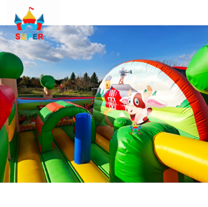 Château gonflable pour enfants sur <span class=keywords><strong>le</strong></span> thème <span class=keywords><strong>de</strong></span> la ferme, avec des animaux <span class=keywords><strong>de</strong></span> ferme gonflables (vache, cochon, cheval), idéal pour les événements et la location - Product Image 5