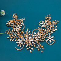 Serre-tête de mariée extra long fait main en cristal champagne, luxueux, avec perles et strass, pour mariage, parure de cheveux, accessoire de coiffure, vente directe usine
