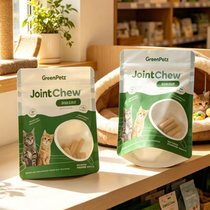 Custom Printed Pet Food Packaging Bags Matte Finish For Cat Treats Joint Chews with Window - Product Image 6
