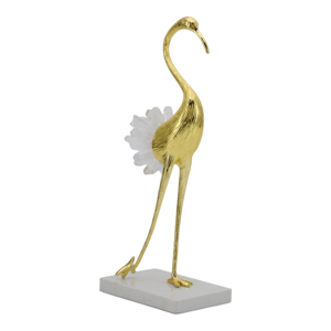 Scultura di Uccello in Piedi con Base in Marmo, Finitura Dorata, Decorazione da Tavolo per Casa, Ufficio, Soggiorno, Bagno, Bancone - Product Image 2