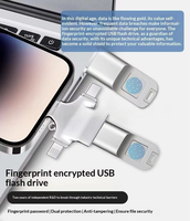 Flash Drive USB 3.0 Terenkripsi Sidik Jari Keamanan 32GB 64GB 128GB 256GB Flash Drive USB Logam