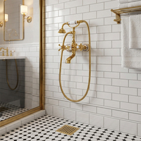 Robinet de baignoire mural de luxe STOCCO French Regency en laiton doré, mitigeur de douche orné avec poignées en cristal, idéal pour villas et hôtels