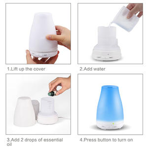 Diffuseur d'huiles essentielles blanc Yx108, humidificateur ultrasonique de 120ml avec lumière LED pour usage domestique - Product Image 3
