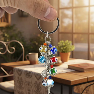 Porte-clés avec figurines colorées en forme de raisin, abat-jour, œil maléfique, perles et mixtes, fait à la main - Product Image 3
