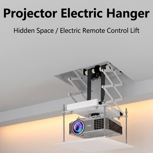 Ceiling Mounted Motorized Projector Lift Hidden Telescopic Projector Hanger Projector Electric Scissor Ceiling Lift