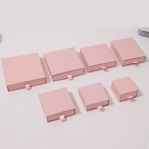 Navy Color Plain Paper Rigid Drawer Jewelry Box Custom logo Printed Popular <b>Sliding</b> Paper Drawer Box Jewelry Packaging Box - Product Image 5