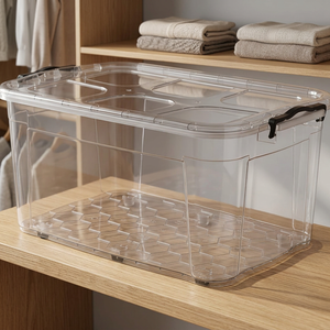 CATEEM Large 15L Durable Transparent PP Plastic Wheeled <b>Storage</b> Bin Rectangle Shape Lockable Dishwasher Safe Sustainable Food - Product Image 2