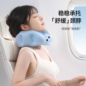 <b>U</b>-<b>Shaped</b> Inflatable Neck <b>Pillow</b> 28x24x10cm Portable Travel Support For Flights And Trains - Product Image 1