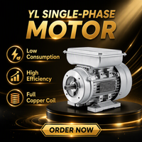 Moteur asynchrone à induction AC monophasé 180W, série Y, taille compacte, haute efficacité, 110V/220V, 50Hz/60Hz, 1400 tr/min, montage B34