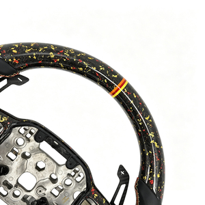 Pour <span class=keywords><strong>Mustang</strong></span> <span class=keywords><strong>GT</strong></span> S650 2024+ Ecoboost, palettes de changement de vitesse magnétiques, flocons rouges et jaunes forgés, volant en fibre de carbone forgé - Product Image 3