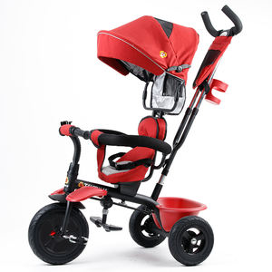 Adjustable Kid <strong>Trike</strong> Stroller <strong>With</strong> Detachable <strong>Handle</strong>, Safety Bar, and Extra Large Storage Basket - <strong>Toddler</strong> Ride on Toy - Product Image 2