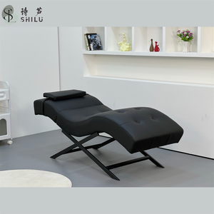 Cama de Masaje Facial Curva con Base Eléctrica Ajustable en Altura, de Cuero Negro, para Salón de Belleza Moderno, Hotel de Lujo, Fábrica ShiLu - Product Image 5