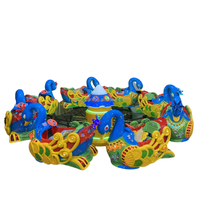 Manège Cygne Rotatif pour Enfants, Équipement de Manège Cygne Rotatif pour Parc d'Attractions avec Lumières Colorées, Certifié CE