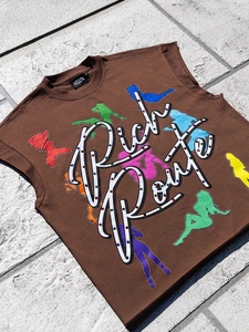 2025 nuevo modelo femenino suelto que combina con todo letras impresas camiseta sin mangas con diamantes de imitación patrón de Jersey corto - Product Image 2