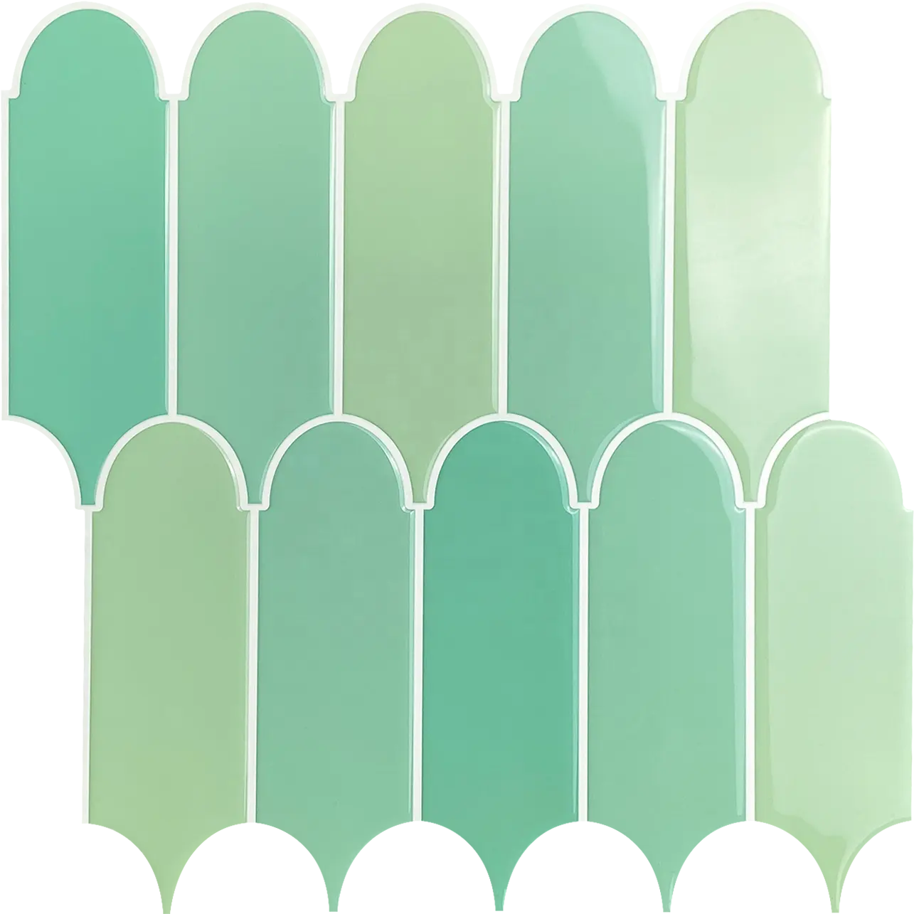 깃털 홈 장식 껍질과 스틱 녹색 모자이크 타일 주방 욕실 Backsplash 3D 벽 타일 PU 방수