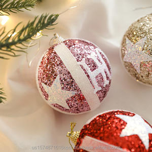 Ornements de Noël en mousse de luxe 2025, boules suspendues incassables, rouge pailleté - Product Image 4