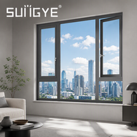 Fenêtre à battant SUNGYE en aluminium à cadre étroit, verre trempé anti-ouragan, ouverture vers l'extérieur, idéale pour villas et maisons – Offre Spéciale
