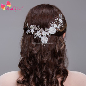 <span class=keywords><strong>Couronne</strong></span> de cheveux de mariée en <span class=keywords><strong>céramique</strong></span> faite à la main BELLEWORLD bijoux de mariage pour femmes en strass accessoires vente chaude - Product Image 1