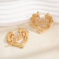 Boucles d'oreilles créatives en or miel, style européen et américain, motif lettre évidée, cadeau idéal pour couple ou meilleure amie, directement de l'usine