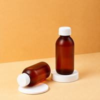 Bouteilles de solution orale pharmaceutique en PP de qualité alimentaire conformes aux normes GMP de 120 ml, résistantes à la chaleur jusqu'à 120°C, avec bouchon à vis et finition mate