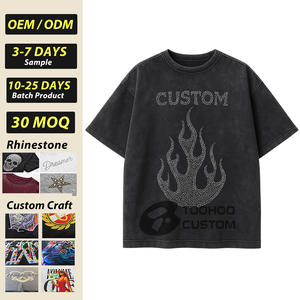 Camiseta Personalizada con Logotipo de Pedrería Termoadhesiva, Tejido de Punto de 300 g/m², 100% Algodón, Manga Corta, Diseño Gráfico, Corte Cuadrado, Hombros Caídos, para Hombre - Product Image 1