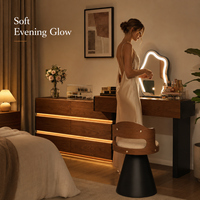 Coiffeuse moderne américaine en bois massif avec 6 tiroirs, miroir et chaise – Ensemble complet