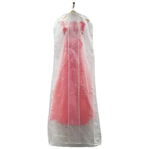 도매 여분의 긴 넓은 신부 가운 커버 의류 사용자 정의 투명 웨딩 드레스 커버 의류 가방 웨딩 드레스
