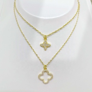 สร้อยคอทองเหลืองชุบทอง 18k ประดับเพชรคิวบิกเซอร์โคเนีย สำหรับใส่ทุกวัน ของขวัญสุดน่ารักสำหรับคุณแม่ ผู้หญิง สร้อยคอแบบซ้อนทับได้ ดีไซน์โดดเด่นไม่ซ้ำใคร - Product Image 1
