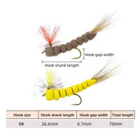 Prix d'usine, 4 pièces par boîte, mouches artificielles en mousse bionique, mouches sèches Mayfly nouées à la main avec 8 hameçons #   Ensemble de leurres à mouches avec hameçons barbelés et plumes naturelles