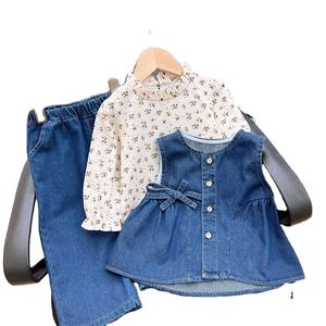 2025 האביב בנות בסגנון חדש חולצה + קאובוי + מכנסיים 3 יח 'בגדים סט - Product Image 1