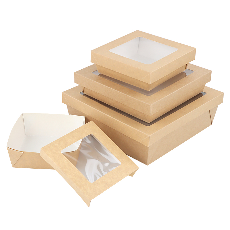 Disposable eco friendly Custom Printing Food Packing Small Sushi Cake Bakery Chocolate Packaging PapePaper Box with WindowrPopular