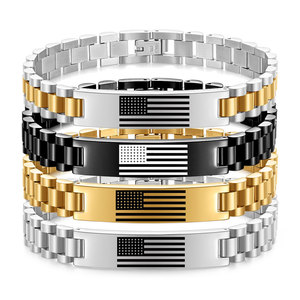 Pulsera con bandera americana para hombre, joyería de regalo de acero inoxidable de 10 mm - Product Image 1
